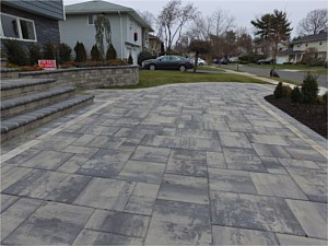 nicolock granite city alpine smooth xl paver driveway marble blend double border random